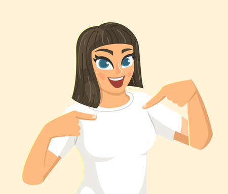 Beautiful woman in blank white t-shirtのイラスト素材