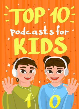 Top podcasts for kids web bannerのイラスト素材