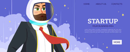 Startup web banner with businessman. Vector illustrationのイラスト素材
