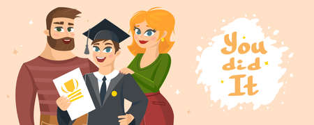 Graduation Congratulations vector illustration with words You did it.のイラスト素材