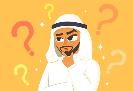 Searching of decisions, attractive arabian manのイラスト素材