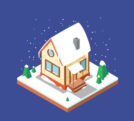 Icon House in isometric style, vector illustrationのイラスト素材