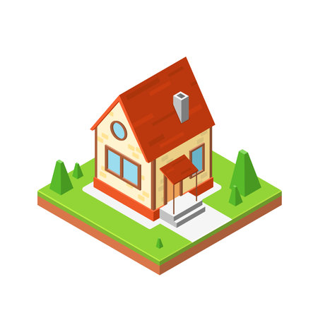 Icon House in isometric style, vector illustrationのイラスト素材