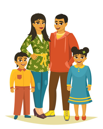 Happy family, father, mother, sons and daugther. vector illustrationのイラスト素材
