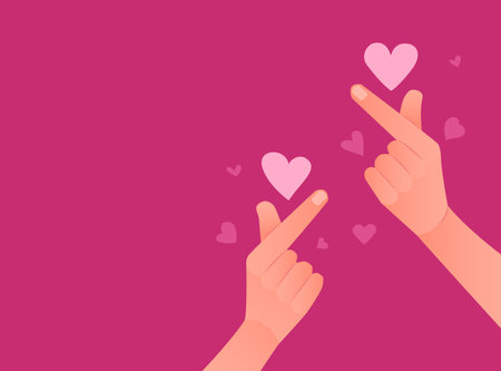 Korean symbol of love on pink backgroun. Vector illustrationのイラスト素材