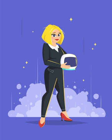 Girl power. Young beautiful businesswoman, vector illustrationのイラスト素材
