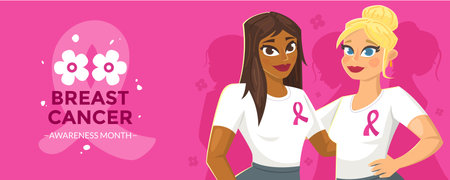 Breast cancer awareness month bannerのイラスト素材