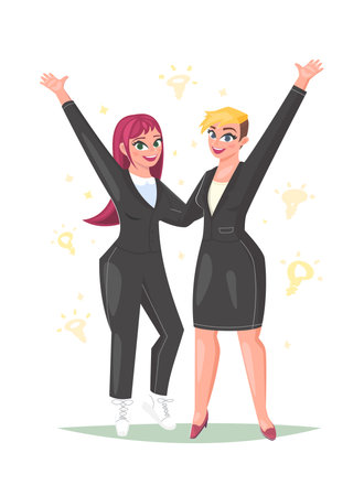 Two women colleagues in office black suitsのイラスト素材