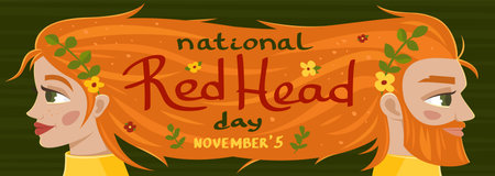 National Red Head day banner, vector illustrationのイラスト素材