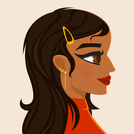 Profile portrait of attractive Indian womanのイラスト素材