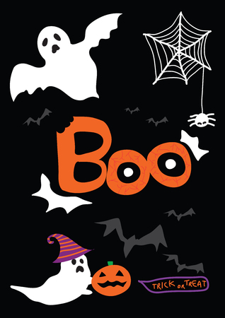 Happy Halloween Party, Background banner Poster icon cartoon freehand style with texture. vector illustration.のイラスト素材