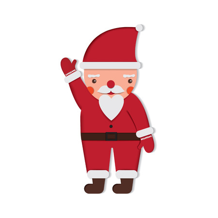 Santa Claus, color paper cut style with white background, vector illustrationのイラスト素材