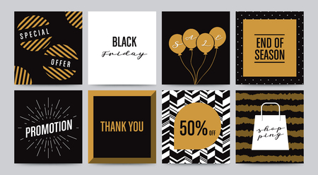 Sale banner template design, E-commerce shopping online promotion marketing with black and gold background color, vector illsutrationのイラスト素材