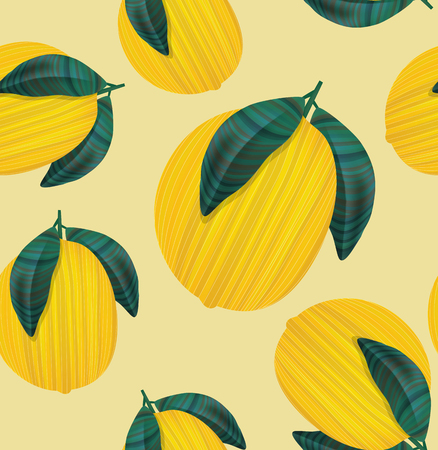 Seamless Lemon patterns Background for Menu, Wallpaper, Spa, Spring, Summer. Botanical style for Summer. Vector illustrationのイラスト素材