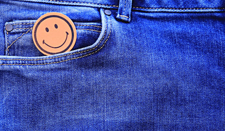 empty sheet of paper for text in jeans pocketの写真素材