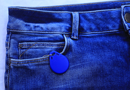 empty sheet of paper for text in jeans pocketの写真素材