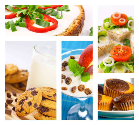 Healthy vs. unhealthy food collageの写真素材