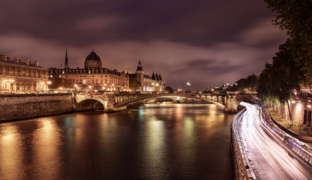 Paris France Night Cloudsの写真素材