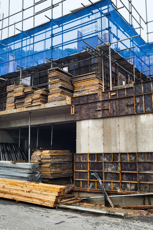 Warehouse of finished products for the construction of a multi-storey buildingの写真素材