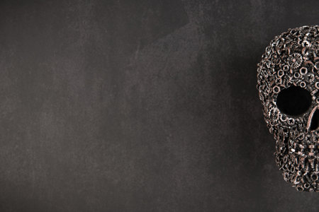 Skull on a black background. Halloween concept. Copy space.