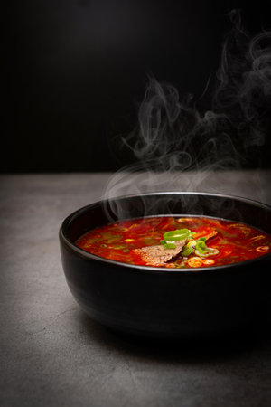 Hangover soup in an earthen potの写真素材