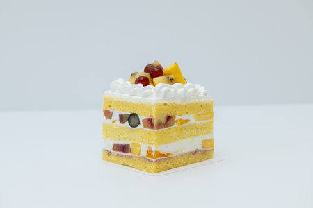 cake isolated on white background. cake decorated with fruit on white background
