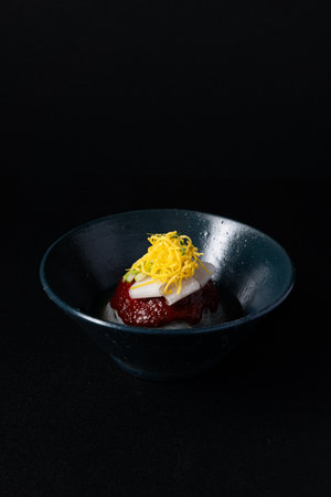 japanese dessert on a black background with a place for text