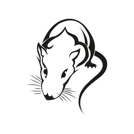 Rat icon. Chinese Zodiac Sign Year of Rat,Red paper cut rat. Happy Chinese New Year 2020 year of the ratのイラスト素材