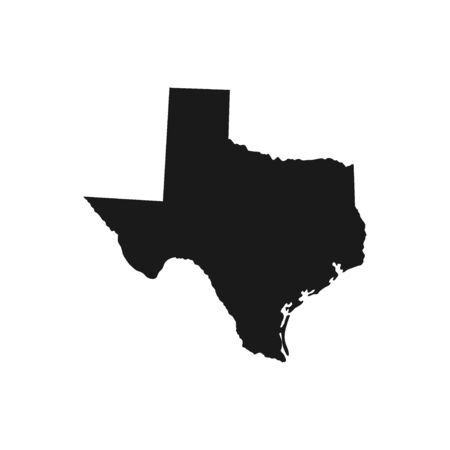 Texas, state of USA - solid black silhouette map of country area. Simple flat vector illustration.の写真素材