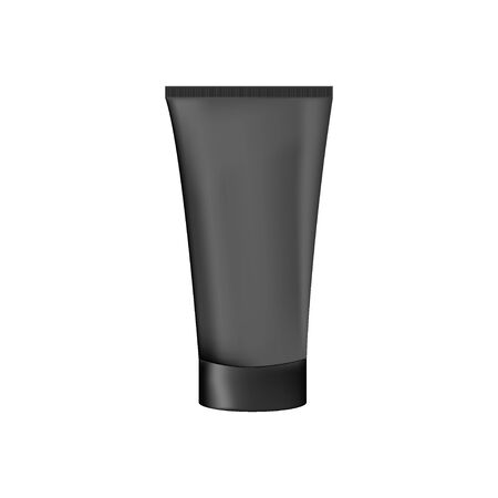 Realistic Cosmetic black package for cream, soups, foams, shampoo isolated on white background.のイラスト素材