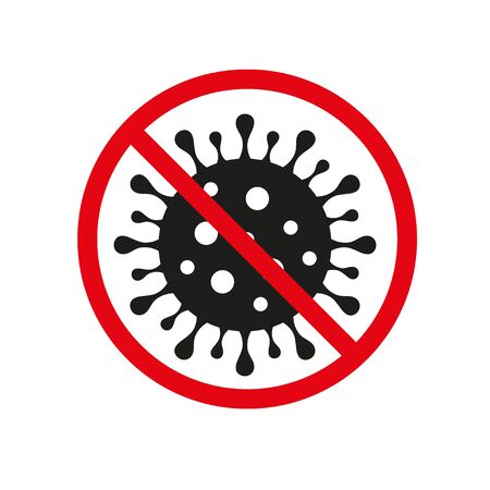Sign caution coronavirus. Stop coronavirus. Coronavirus outbreak. Coronavirus danger and public health risk disease and flu outbreak. Pandemic medical concept with dangerous cells.Vector illustrationの写真素材