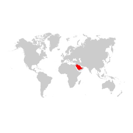 Saudi Arabia on world mapのイラスト素材