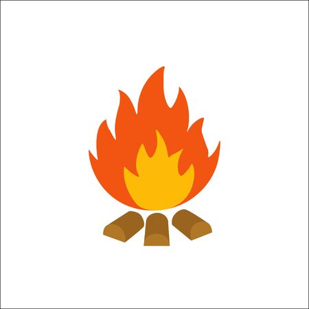 vector illustration of burning bonfire with wood on white background - Vectorのイラスト素材