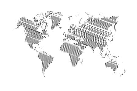 World map Detail Vector Line sketch Up Illustrator, EPS 10.のイラスト素材