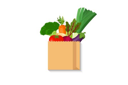 paper bag with food. Shopping bag with Vegetableのイラスト素材