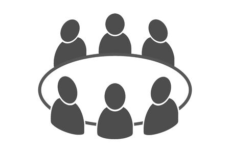 Team business meeting with teamwork and collaboration flat vector icon for apps and websitesのイラスト素材