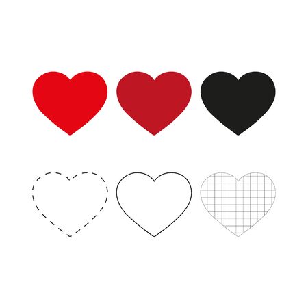 heart icons, concept of love, linear icons thin grey line.のイラスト素材