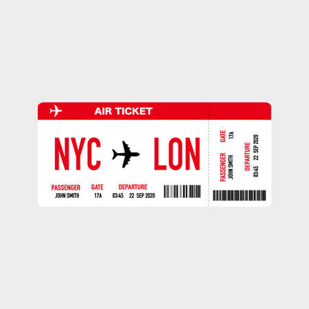 Modern and realistic airline ticket design with flight time and passenger name. vector illustrationのイラスト素材