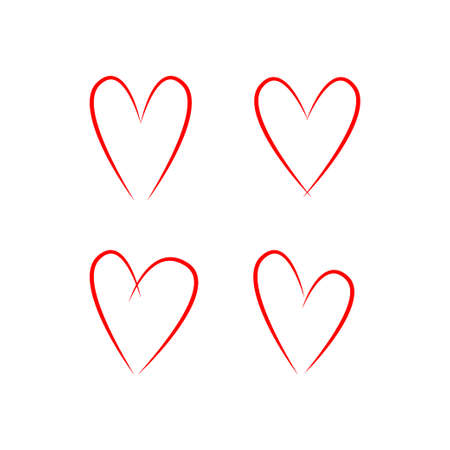 hand drawn hearts. Set of hearts. Symbol of love. vector illustrationのイラスト素材