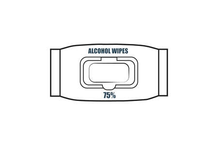 vector alcohol wipes package / wet tissue / epidemic prevention concept / antibacterial, disinfection, sterilization / isolated, sign and icon templateのイラスト素材