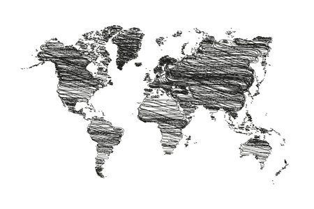 World map isolated on white background with clipping path. Vector illustration.のイラスト素材