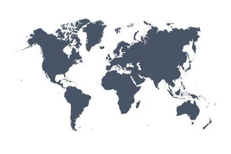 World map vector, isolated on white background. Flat Earth, gray map template for web site pattern,...