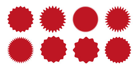 Starburst, starburst, sunburst badge vector icon set. Starburst, sunburst badgeのイラスト素材
