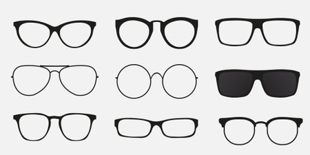 Eyeglasses set isolated on a white background. Vector illustration.のイラスト素材