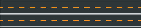 Asphalt road with yellow line. Vector illustration in flat style.のイラスト素材