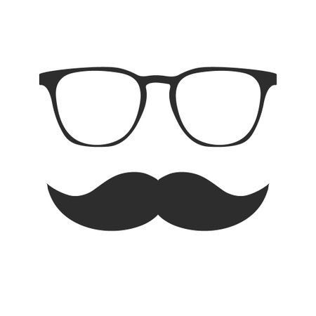 Mustache and Glasses Icon. Flat Design. Vector Illustration.のイラスト素材