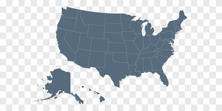 United States of America - Map of the State of United States of Americaのイラスト素材