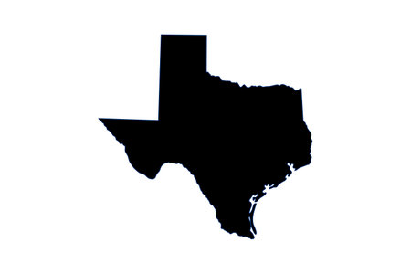 Map of Texas in black on a white background. High quality photoのイラスト素材