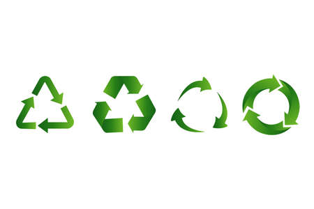 Recycle icon set. Recycling green color. Flat style stock vector.のイラスト素材
