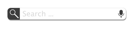 Search bar with magnifier and text search on white background. Vector illustration